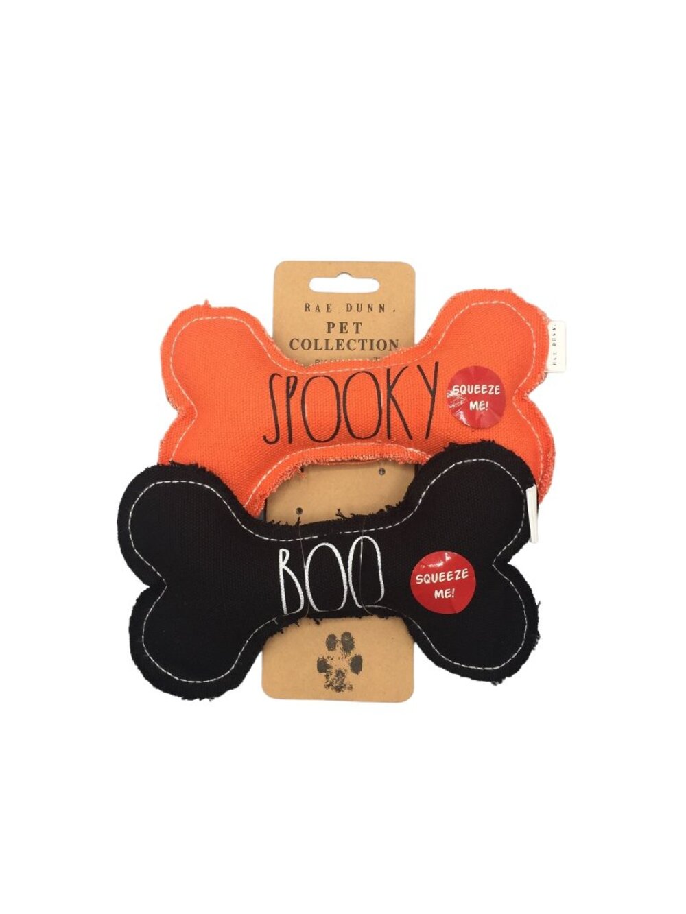 Rae Dunn Halloween Dog Bone Toy Squeaker Black Spooky Boo